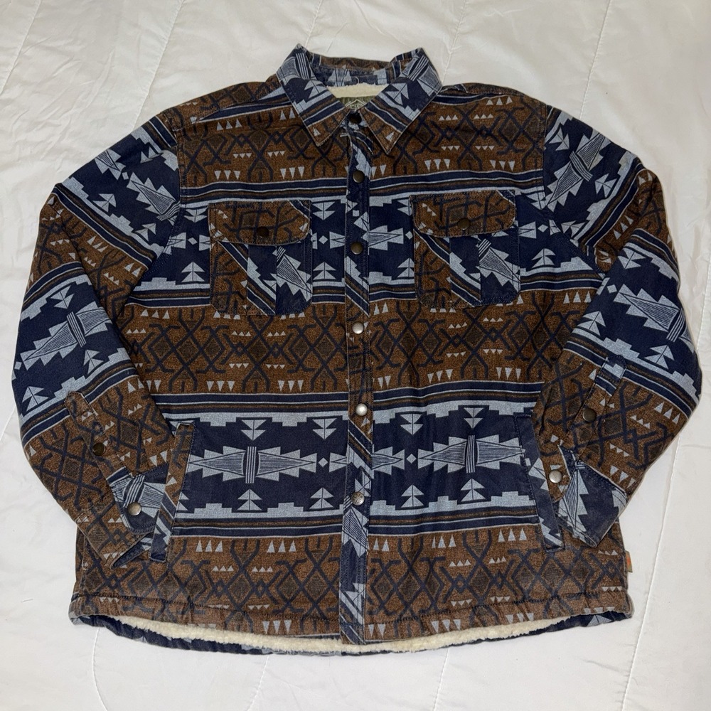 St Johns Bay Aztec Quilted Jacket Men's Size XXL Vintage Shacket Hunter